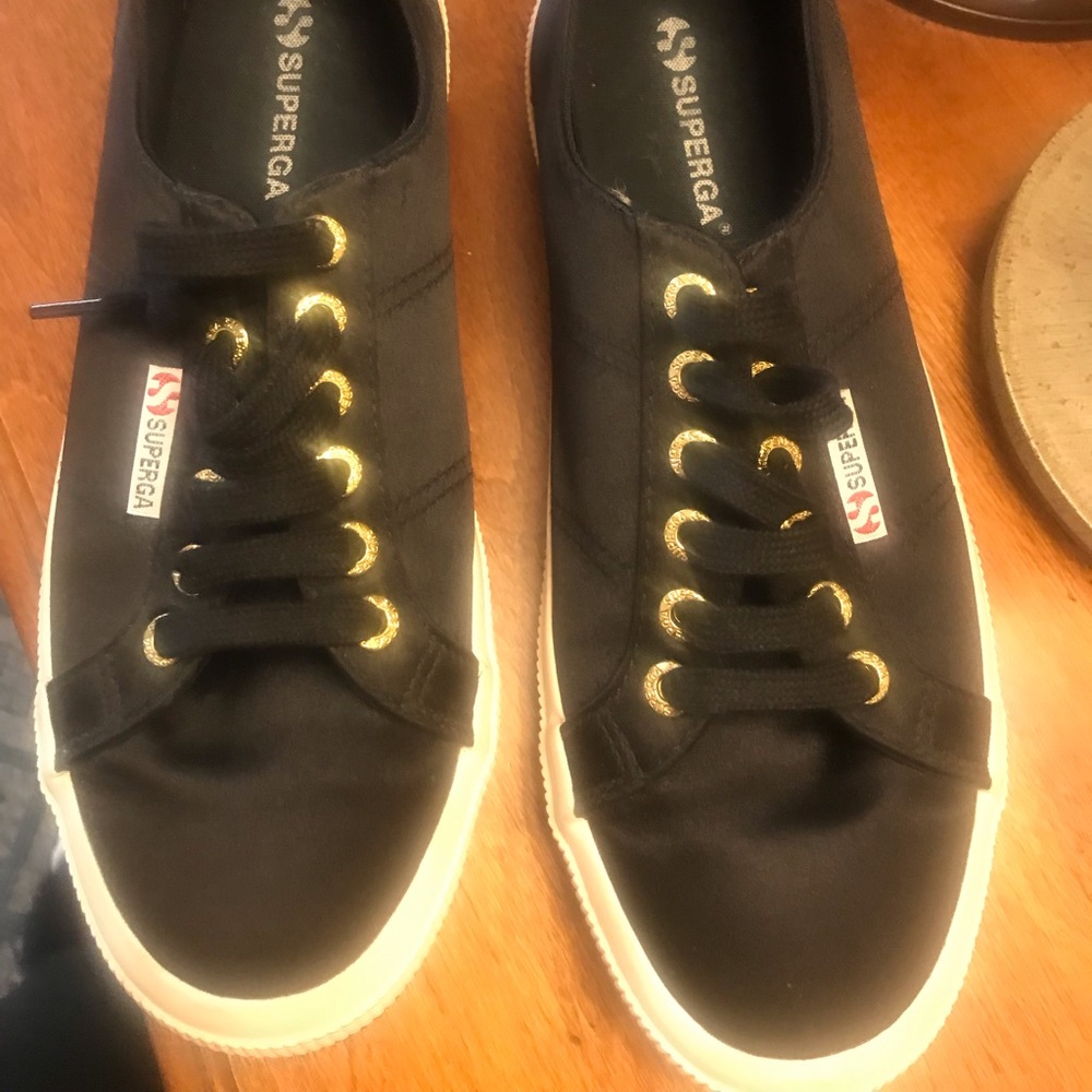 Superga Black Satin Sneakers